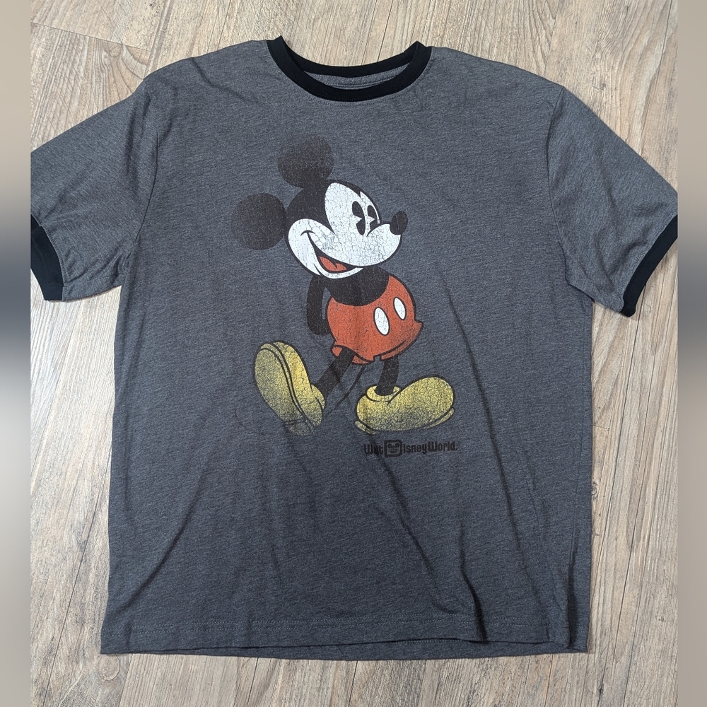 Men's Classic Retro Disney Mickey Mouse Ringer Short Sleeve T Shirt Size Medium